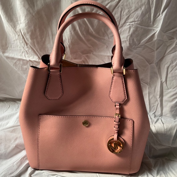 (NWT) Michael Kors Greenwich Bicolor Grab Bag Tote, Purse Cinder/Dusty Rose - Picture 16 of 16